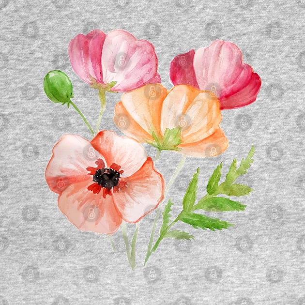 Poppies watercolour by EmilyBickell